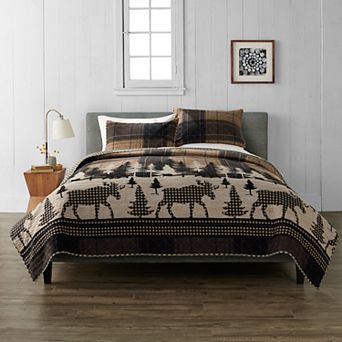 Cuddl Duds® Scenic Lodge Flannel Quilt Set
