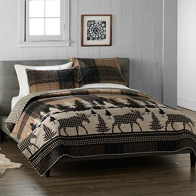 Cuddl Duds Scenic Lodge Flannel Quilt Set