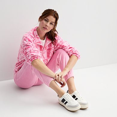Juniors' Pink Bows Woobie Quarter-Zip Pullover
