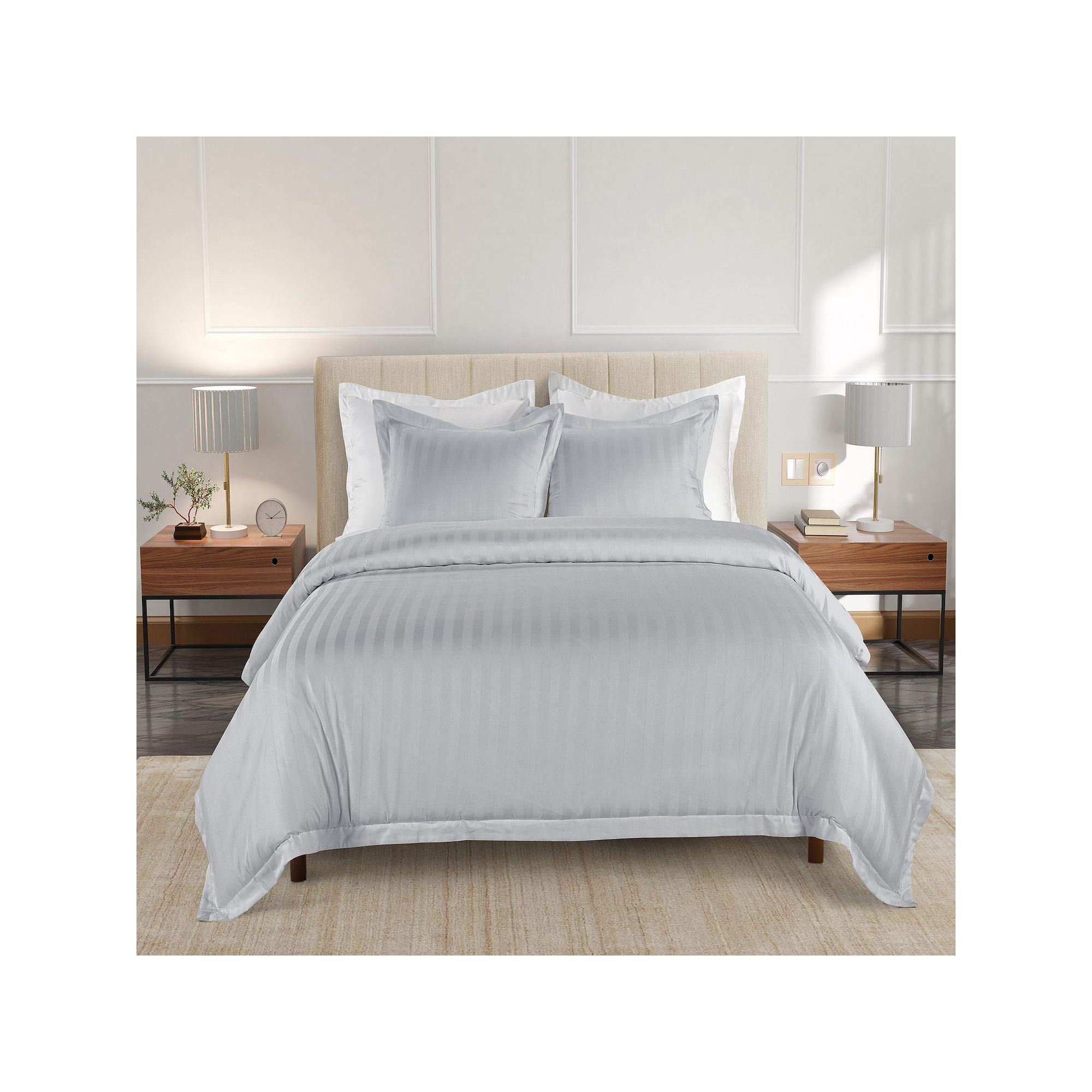 Hotelier Damask Stripe 3-pc. Duvet Cover Set with Shams, Gray