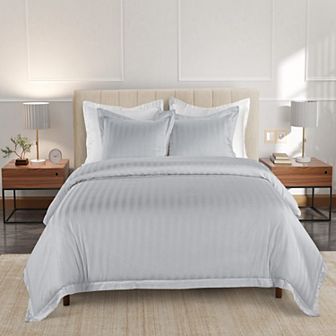 Hotelier Damask Stripe 3 pc Duvet Cover Set with Shams