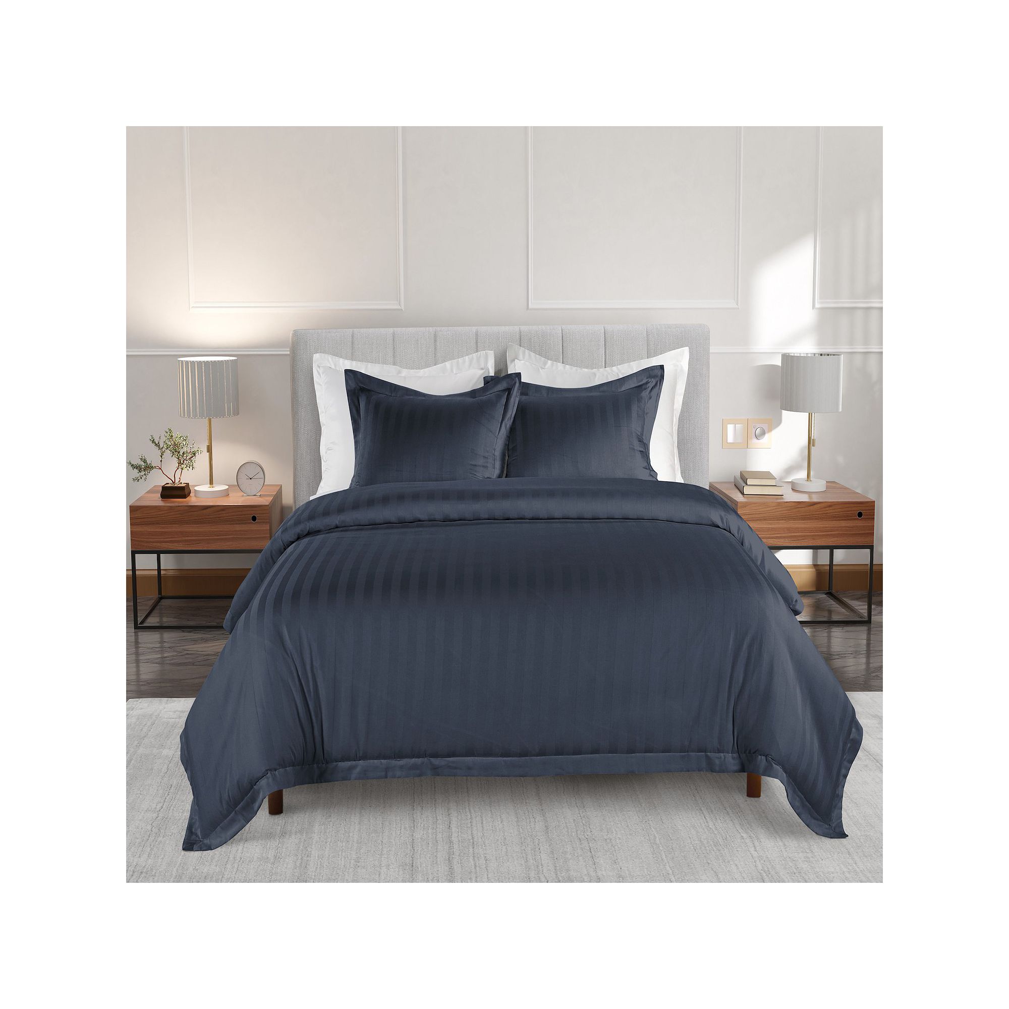 Hotelier Damask Stripe 3-pc. Duvet Cover Set with Shams, Blue