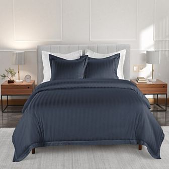 Hotelier Damask Stripe 3 pc Duvet Cover Set with Shams