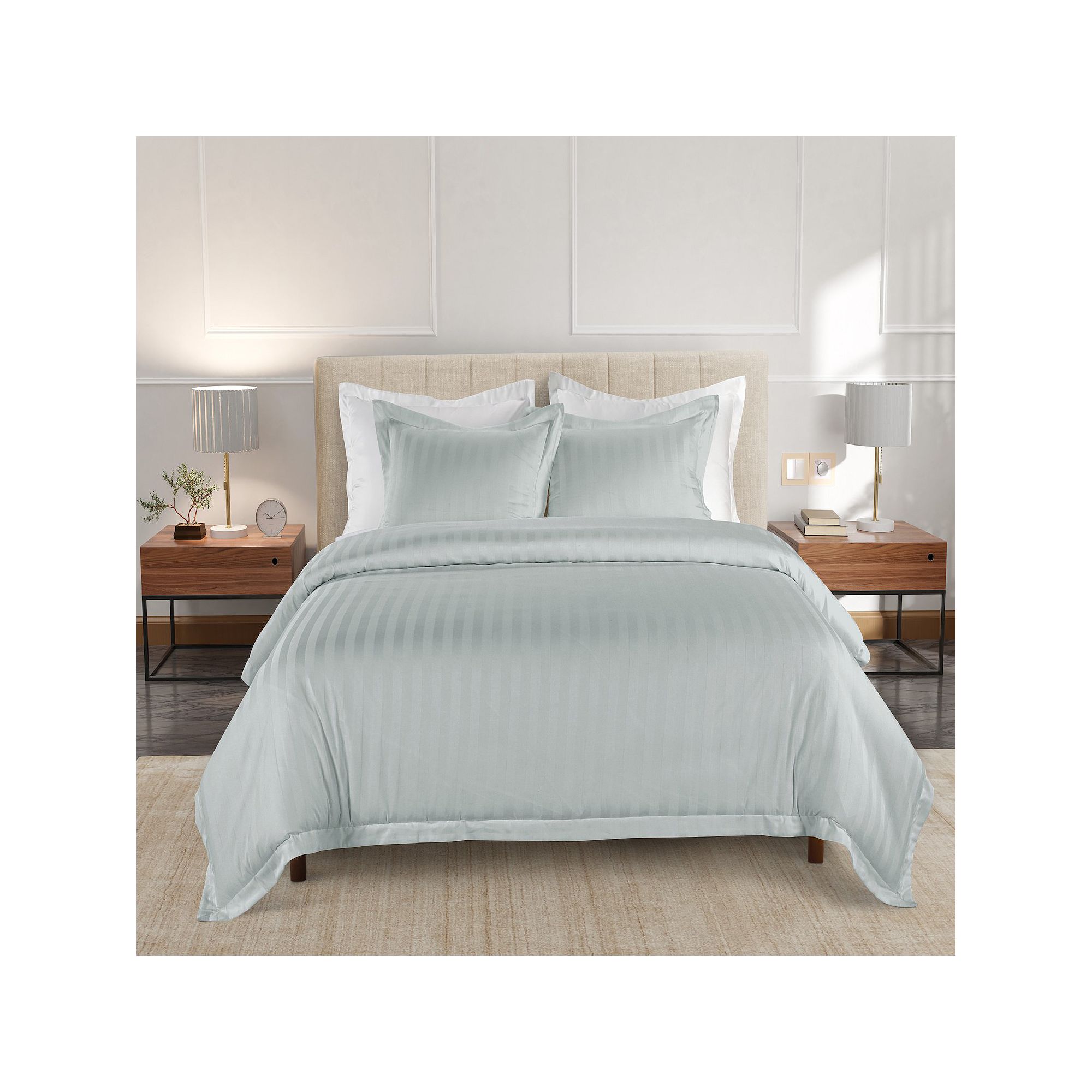Hotelier Damask Stripe 3-pc. Duvet Cover Set with Shams, Grey