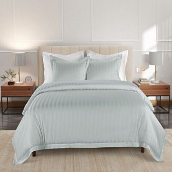 Hotelier Damask Stripe 3 pc Duvet Cover Set with Shams