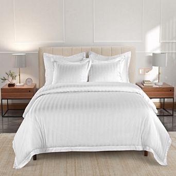 Hotelier Damask Stripe 3 pc Duvet Cover Set with Shams