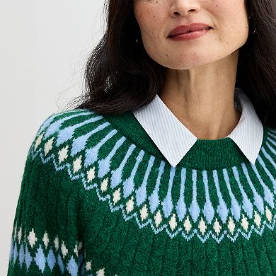 Women's Croft & Barrow® Fairisle Ringer Knitted Pullover Sweater