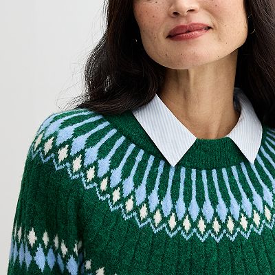 Women s Croft Barrow Fairisle Ringer Knitted Pullover Sweater