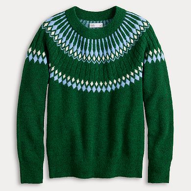 Women's Croft & Barrow® Fairisle Ringer Knitted Pullover Sweater