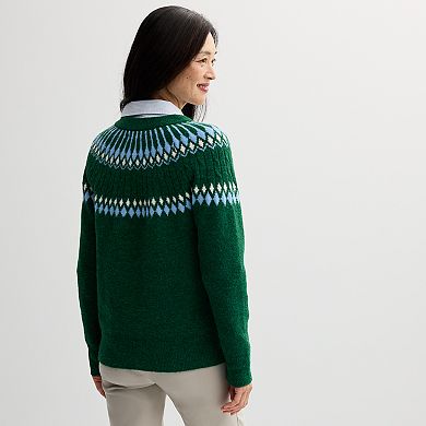 Women's Croft & Barrow® Fairisle Ringer Knitted Pullover Sweater