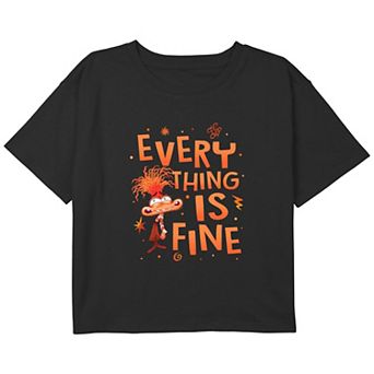 Disney / Pixar's Inside Out 2 Everything Is Fine Girls 7-16 Cropped Graphic Tee