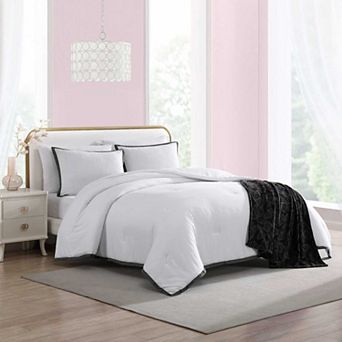 Betsey Johnson Signature Hotel Solid White and Black King Comforter Set