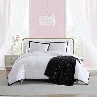 Betsey Johnson Signature Hotel Solid White and Black King Comforter Set