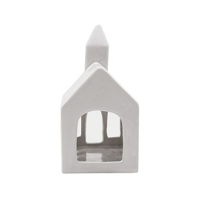 St. Nicholas Square White Ceramic Church Tealight Holder