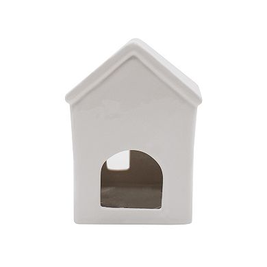 St. Nicholas Square Medium White Ceramic House Tealight Holder