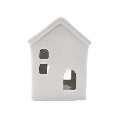 St. Nicholas Square Medium White Ceramic House Tealight Holder