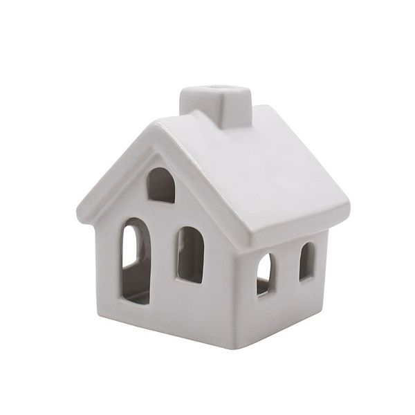 St. Nicholas Square® Small White Ceramic House Tealight Holder - Multi