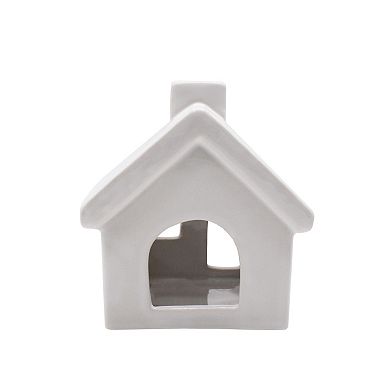 St. Nicholas Square Small White Ceramic House Tealight Holder