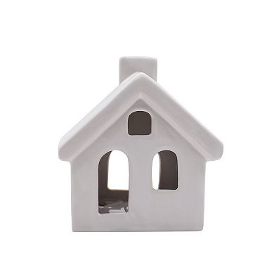 St. Nicholas Square Small White Ceramic House Tealight Holder