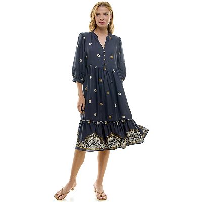 green emerald velvet dress Ivory Sequin Floral Embroidered Midi Dress main image 0