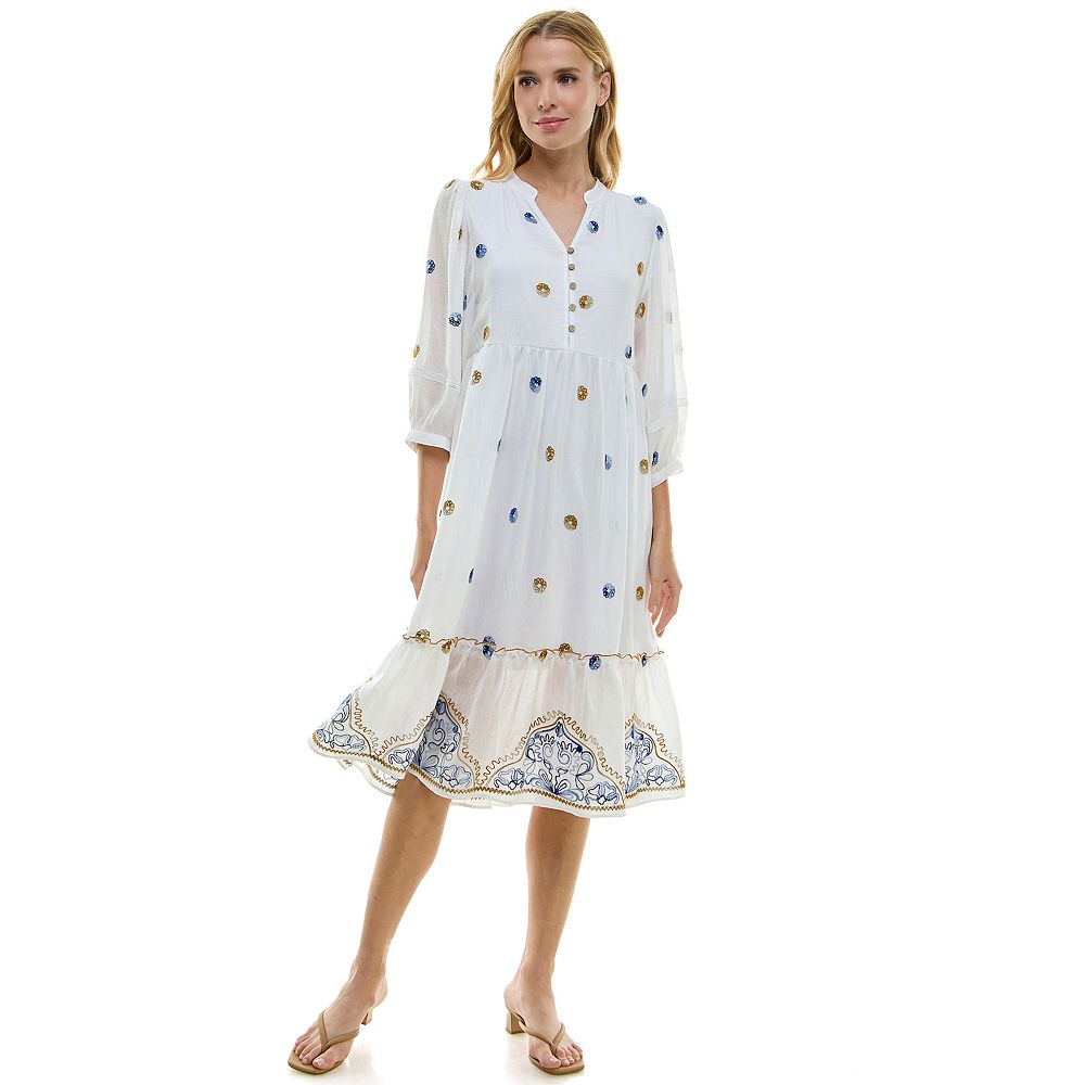 Orchid Elbow Sleeve Midi Dress