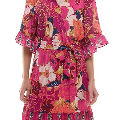 Women's Figueroa & Flower Flutter Sleeve Tiered Maxi Dress