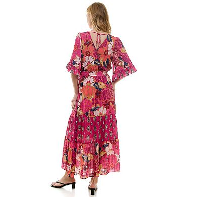 Women's Figueroa & Flower Flutter Sleeve Tiered Maxi Dress