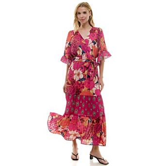 Women's Figueroa & Flower Flutter Sleeve Tiered Maxi Dress
