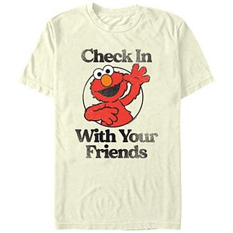 Men's Sesame Street Elmo Stamp Check In On Your Friends Graphic Tee