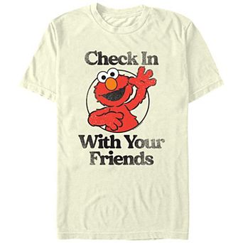 Men's Sesame Street Elmo Stamp Check In On Your Friends Graphic Tee