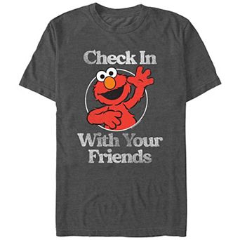 Men's Sesame Street Elmo Stamp Check In On Your Friends Graphic Tee