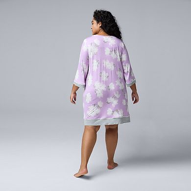Plus Size Simply Vera Vera Wang 3/4 Sleeve Crewneck Sleepshirt