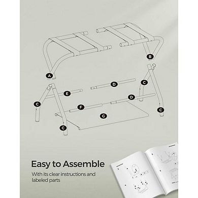 Luggage Rack With Storage Shelf, Suitcase Stand, Steel Frame, Foldable