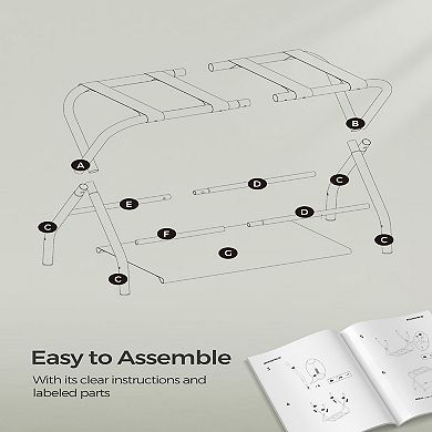 Luggage Rack With Storage Shelf, Suitcase Stand, Steel Frame, Foldable