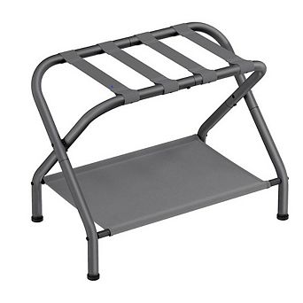 Luggage Rack With Storage Shelf, Suitcase Stand, Steel Frame, Foldable