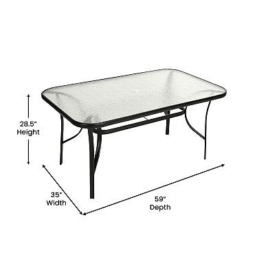 Merrick Lane 7pc Patio Dining Set With Tempered Glass Table And 6 Textilene Chairs