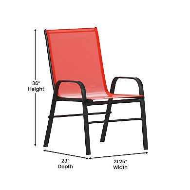 Merrick Lane 7pc Patio Dining Set With Tempered Glass Table And 6 Textilene Chairs