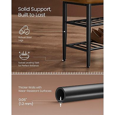 Shoe Bench With Metal Shelves