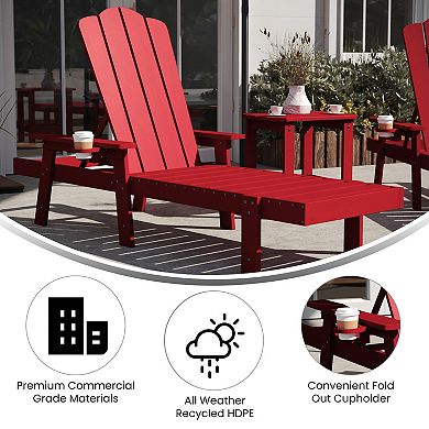 Emma And Oliver 3pc Indoor/outdoor Set With 2 Adirondack Lounge Chair, 2-tier Side Table