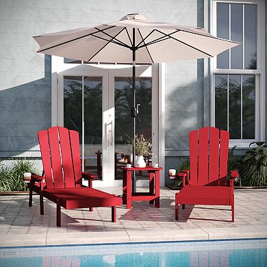 Emma And Oliver 3pc Indoor/outdoor Set With 2 Adirondack Lounge Chair, 2-tier Side Table