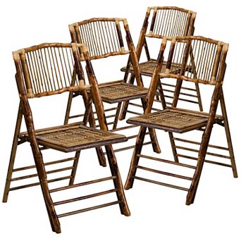 Emma And Oliver 4 Pack Rattan Folding Chair