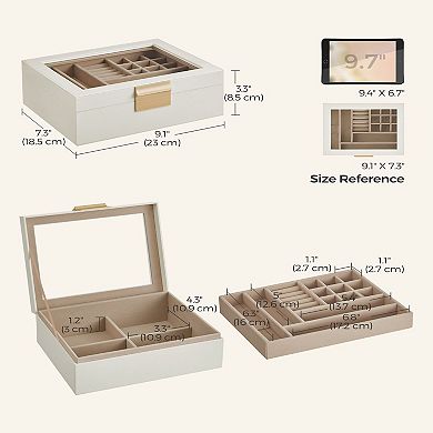 2-layer Jewelry Box With Glass Lid