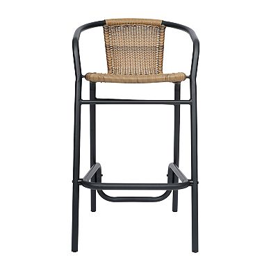 Emma And Oliver Indoor-outdoor Rattan Restaurant Barstool