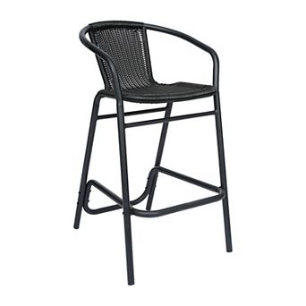 Emma And Oliver Indoor-outdoor Rattan Restaurant Barstool