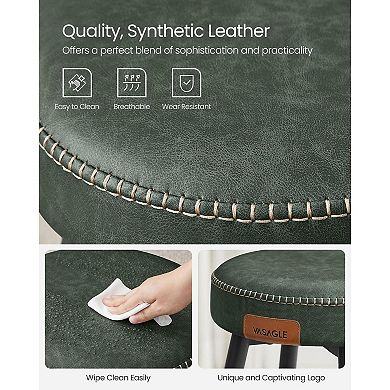 Bar Stools Set Of 2, Kitchen Counter Stools, Breakfast Stools, Synthetic Leather With Stitching