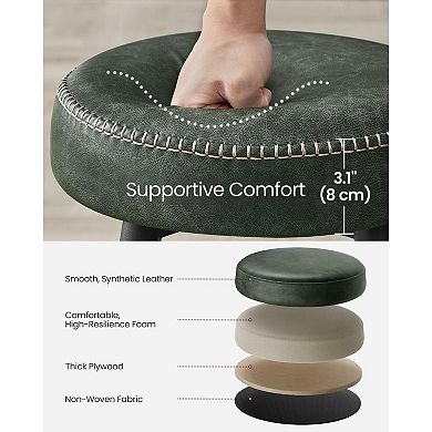 Bar Stools Set Of 2, Kitchen Counter Stools, Breakfast Stools, Synthetic Leather With Stitching