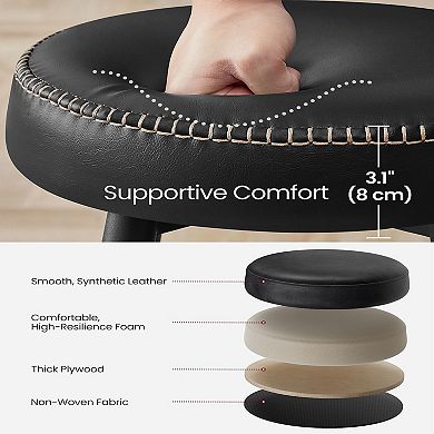 Bar Stools Set Of 2, Kitchen Counter Stools, Breakfast Stools, Synthetic Leather With Stitching