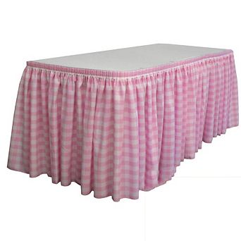 Oversized Checkered Table Skirt 30-foot By 29-inch Long With 15 L-clips