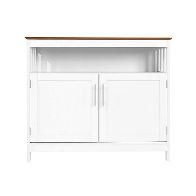 Merrick Lane Sideboard And Buffet Cabinet With Open And Closed Storage