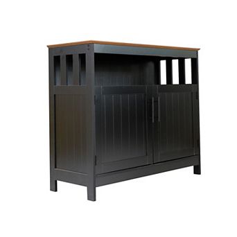 Merrick Lane Sideboard And Buffet Cabinet With Open And Closed Storage